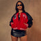 Monogrammed Fleece Hoodie Splice Leather Thread Baseball Jacket - ROUTINE FASHION